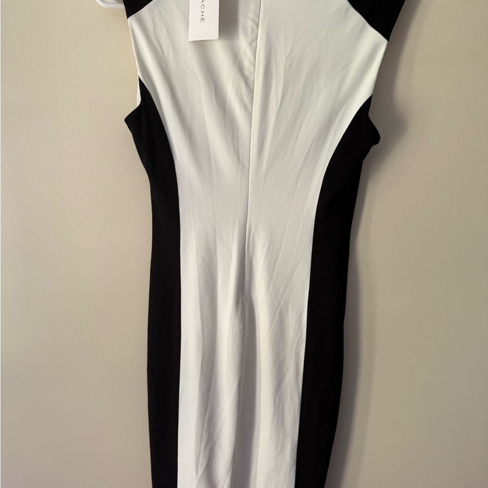 Cache Black and White Midi Dress